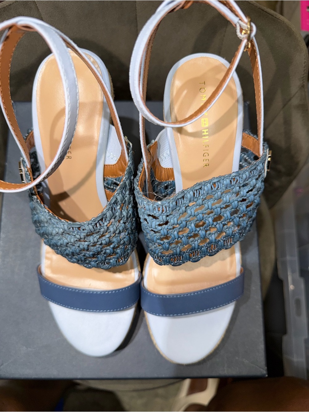 Tommy Hilfiger Blue Woven & Navy Strap Women's Sandals